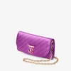 Curve Wallet with Chain Violet Orchid Quilted Satin Wallet Chain with Crystal Jc Bar