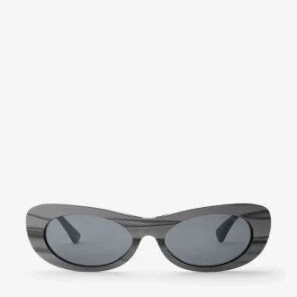 Danny Black Striped Oval Sunglasses