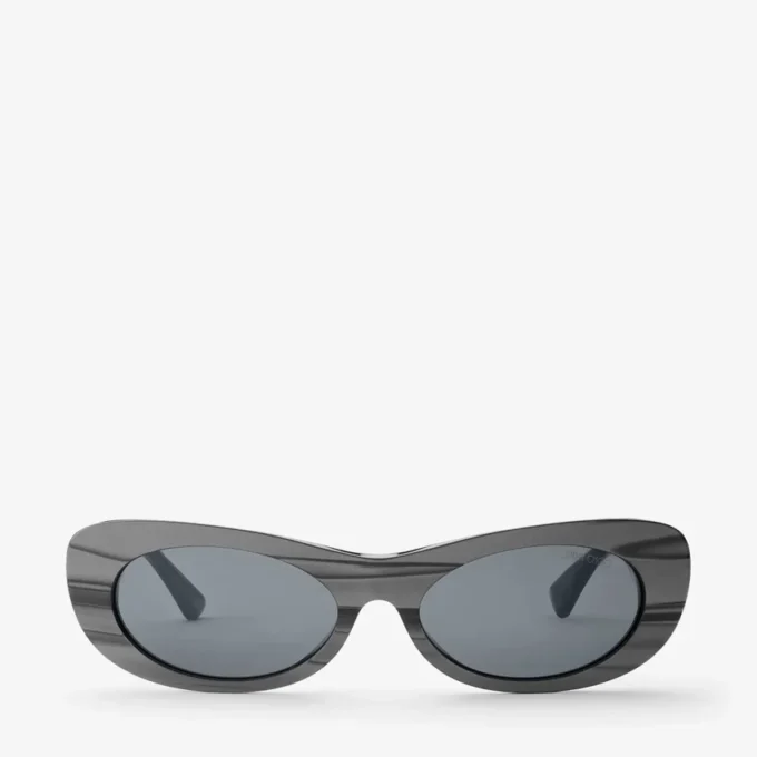 Danny Black Striped Oval Sunglasses