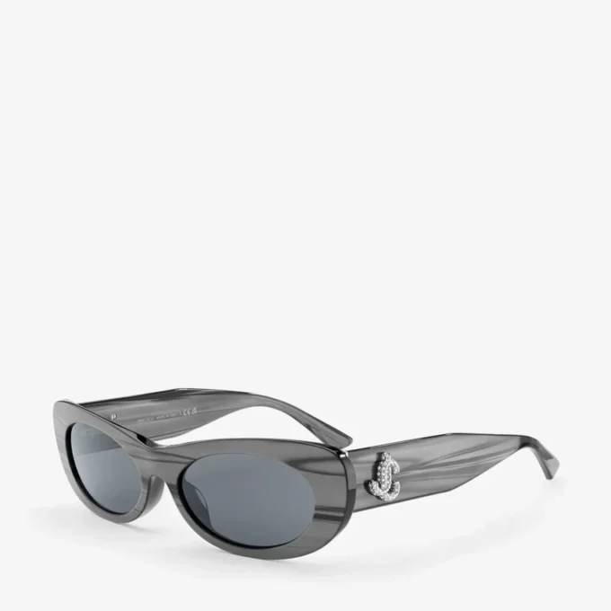 Danny Black Striped Oval Sunglasses