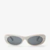 Danny White Striped Oval Sunglasses