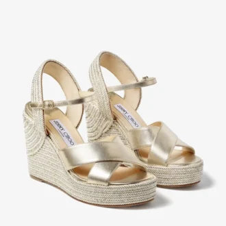 dellena 100 champagne nappa leather wedge sandals with metallic rope thread 2 330x330 - Dellena 100 Champagne Nappa Leather Wedge Sandals with Metallic Rope Thread