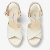 Dellena 100 Latte Nappa Leather Wedge with Metallic Rope Trim