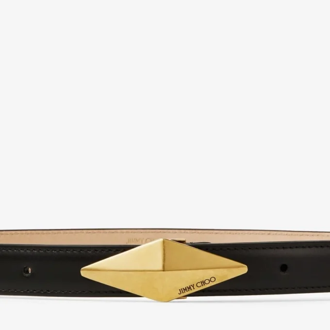 Diamond Clasp Belt Black Leather Clasp Belt