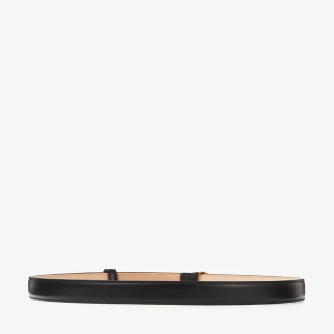 Diamond Clasp Belt Black Leather Clasp Belt
