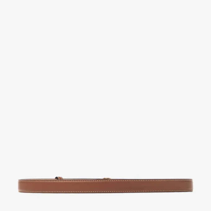 Diamond Clasp Belt Tan Calf Leather Stitched Belt