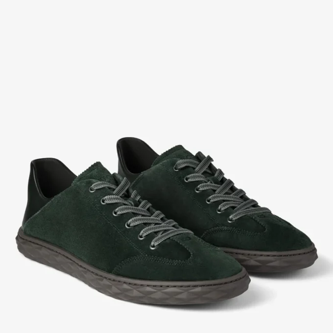 Diamond Flex M British Green Suede and Leather Mix Low Top Trainers