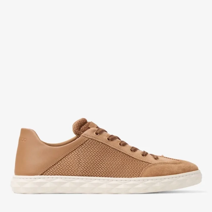 Diamond Flex M Toffee Mix Leather Mix and Textured Air Mesh Low Top Trainers