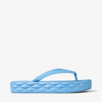 Diamond Flip Flop Dusty Blue Rubber Flats