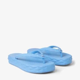 Diamond Flip Flop Dusty Blue Rubber Flats