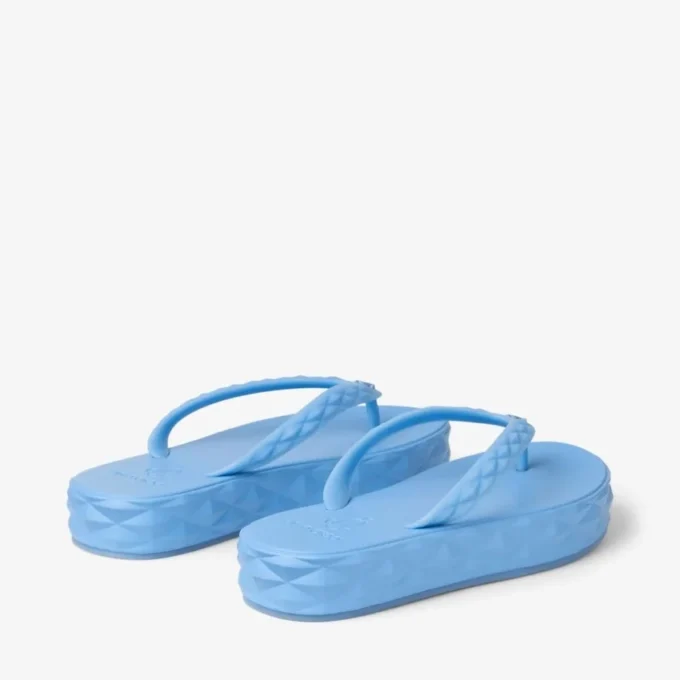 Diamond Flip Flop Dusty Blue Rubber Flats