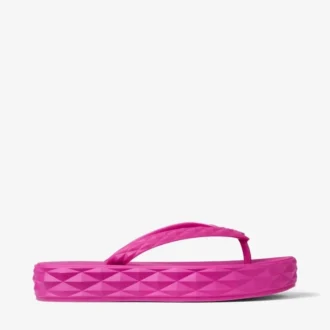 Diamond Flip Flop Fuchsia Rubber Flats