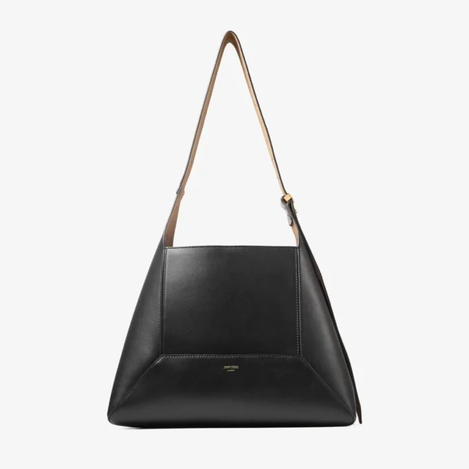 Diamond Hobo Medium Black Leather Shoulder Bag