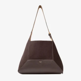 Diamond Hobo Medium Coffee Suede Shoulder Bag