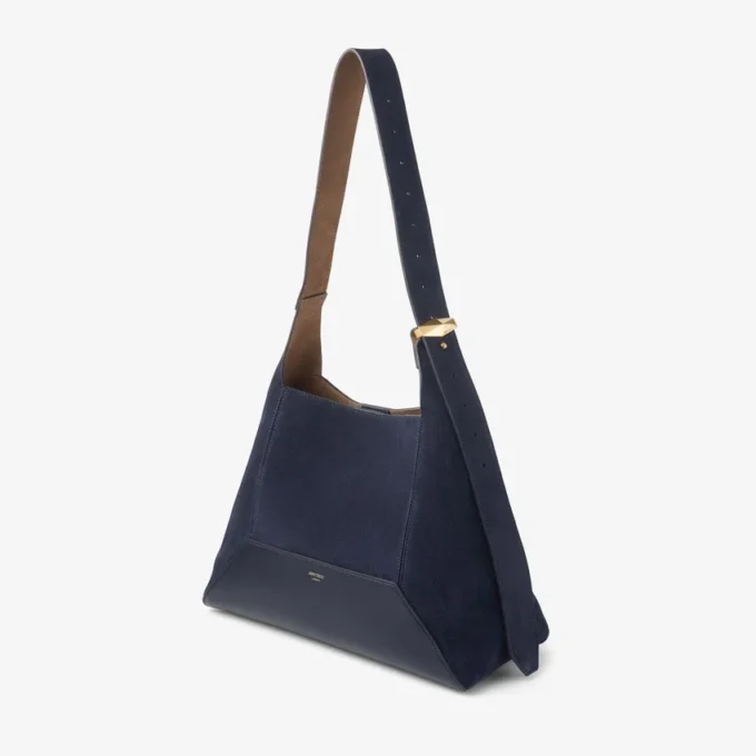 Diamond Hobo Medium Marine Suede Shoulder Bag