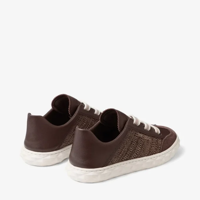Diamond Light Flex F Chocolate and Latte Leather Mix and Fine Raffia Trainers