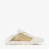 Diamond Light Flex F Gold and Latte Leather Mix and Metallic Woven Mesh Trainers