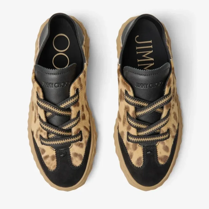 Diamond Light Flex F Natural Leopard Print Pony Leather Trainers