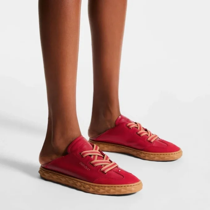Diamond Light Flex F Ruby Red Leather Trainers