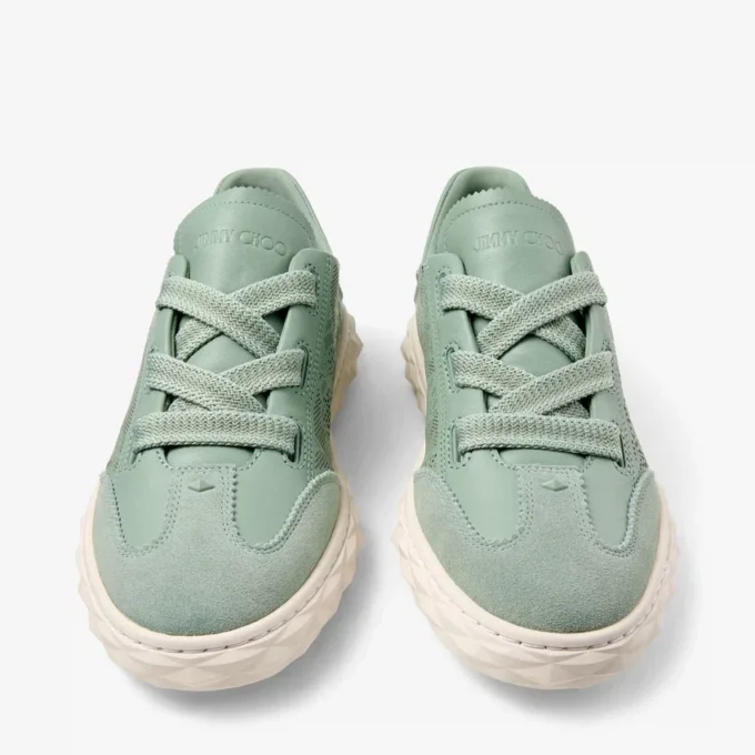 Diamond Light Flex F Verde Leather Mix and Perforated Leather Lace Low Top Trainers