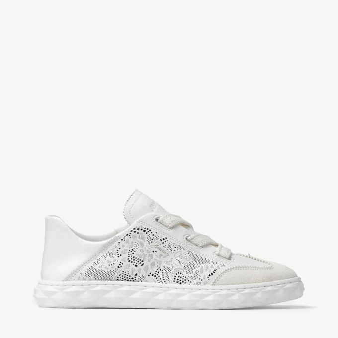 Diamond Light Flex F White Leather Mix and Perforated Leather Lace Low Top Trainers