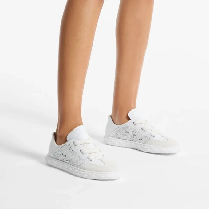 Diamond Light Flex F White Leather Mix and Perforated Leather Lace Low Top Trainers