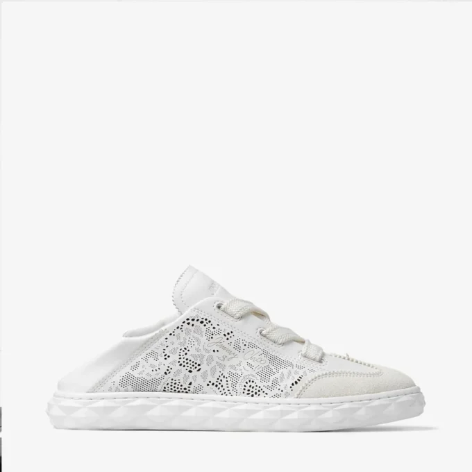 Diamond Light Flex F White Leather Mix and Perforated Leather Lace Low Top Trainers