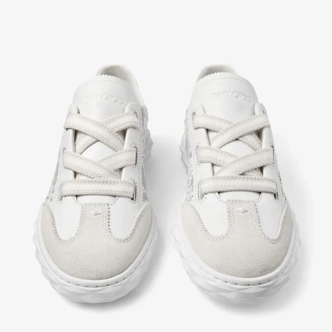 Diamond Light Flex F White Leather Mix and Perforated Leather Lace Low Top Trainers
