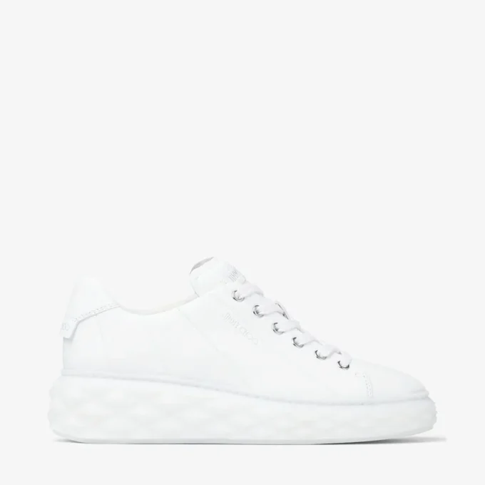 Diamond Light Maxi F White Nappa Leather Low-Top Trainers with Platform Sole