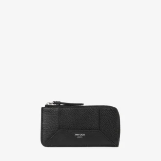 Diamond Lise Zipped M Black Grainy Calf Leather Card Holder