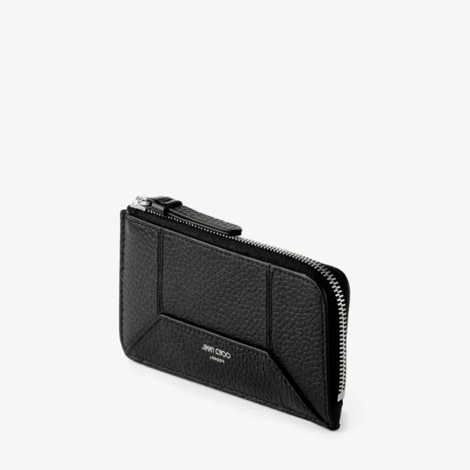 Diamond Lise Zipped M Black Grainy Calf Leather Card Holder