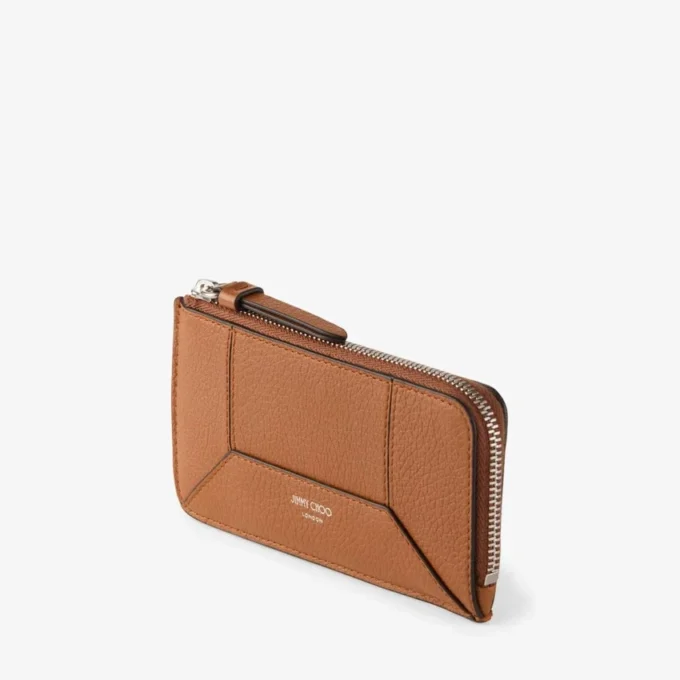 Diamond Lise Zipped M Tan Grainy Calf Leather Card Holder