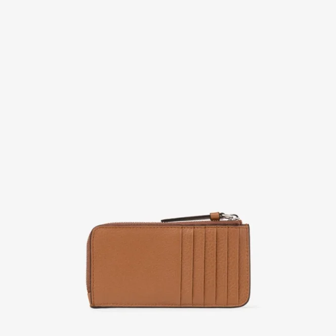 Diamond Lise Zipped M Tan Grainy Calf Leather Card Holder