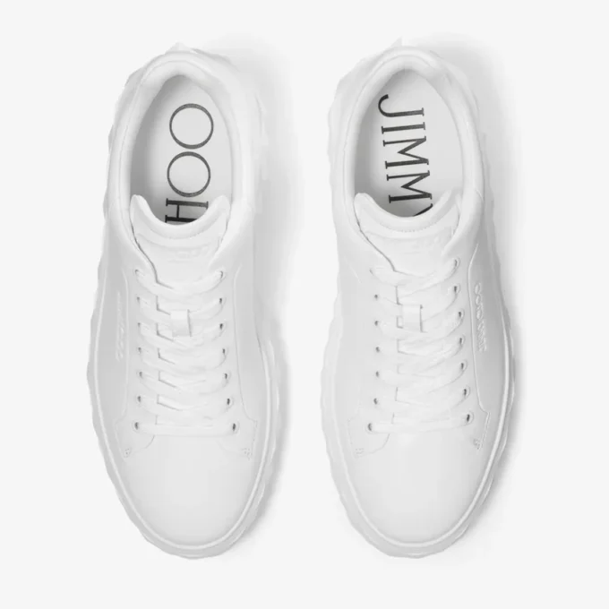 Diamond Maxi M Ii White Nappa Leather Platform Trainers