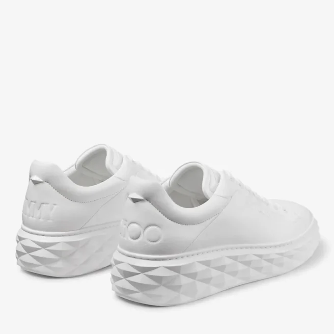 Diamond Maxi M Ii White Nappa Leather Platform Trainers