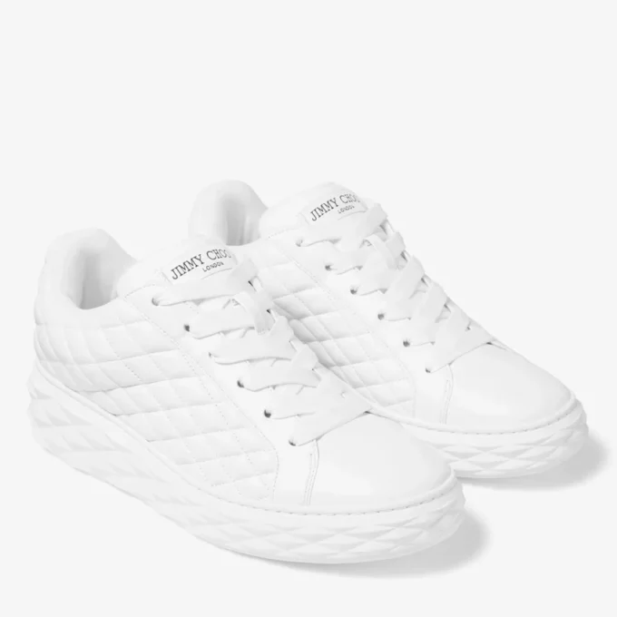 Diamond Maxi M White Diamond Quilted Leather Trainers