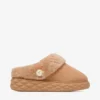 Diamond Maxi Mule F Toffee Suede Mules with Shearling