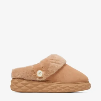 Diamond Maxi Mule F Toffee Suede Mules with Shearling