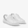 Diamond Sling White Nappa Leather Slipper Trainers with Crystal Strap