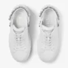 Diamond Sling White Nappa Leather Slipper Trainers with Crystal Strap