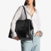 Diamond Tote Large Black Calf Leather Tote Bag