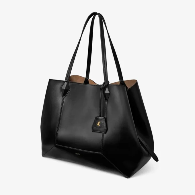 Diamond Tote Large Black Calf Leather Tote Bag