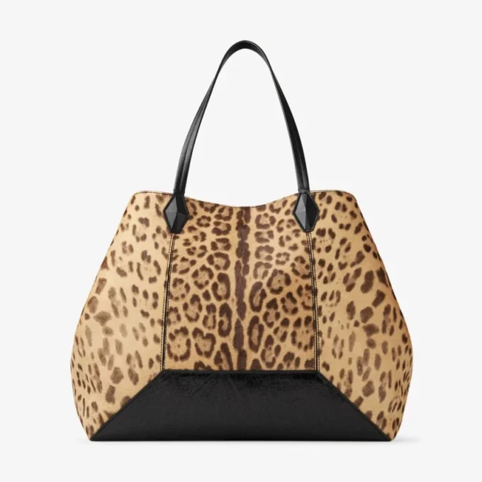 Diamond Tote Large Natural Leopard Print Pony Tote Bag