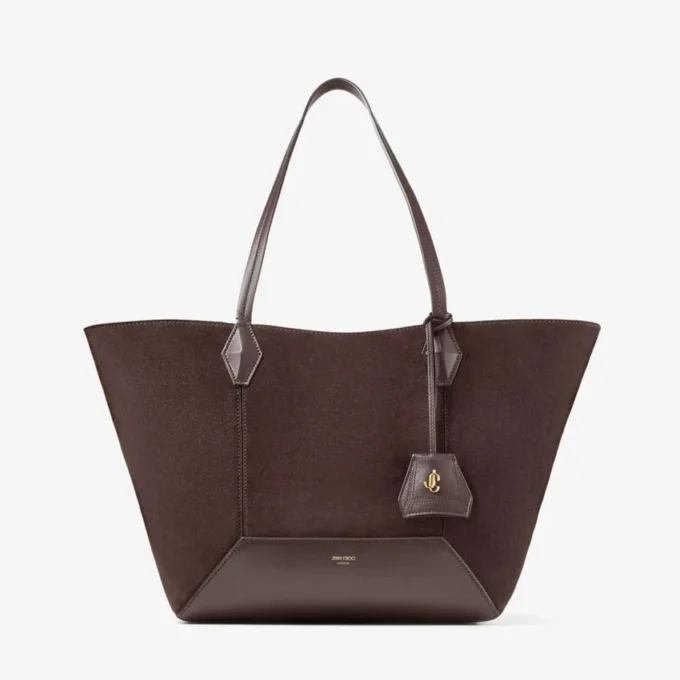 Diamond Tote Medium Coffee Suede Tote Bag
