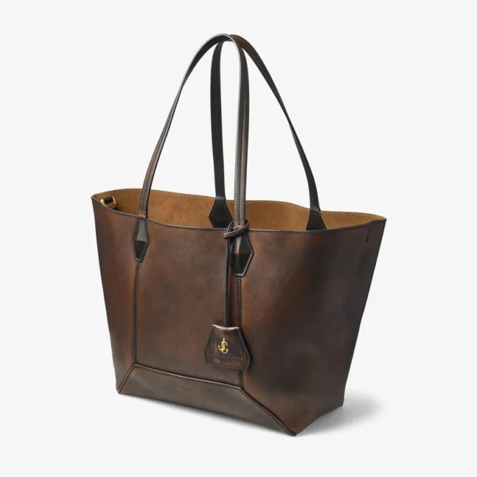 Diamond Tote Medium Cognac Smooth Calf Leather Tote Bag