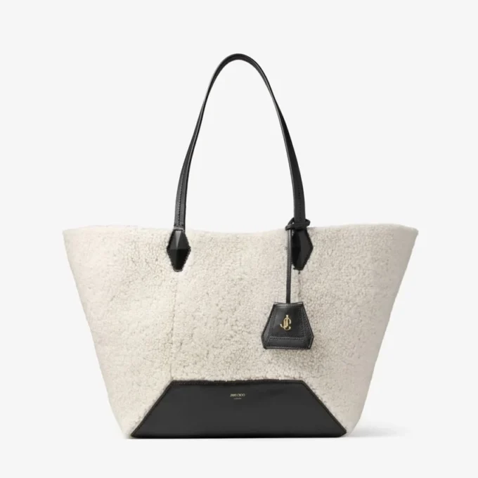 Diamond Tote Medium Natural Shearling Tote Bag