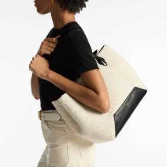 Diamond Tote Medium Natural Shearling Tote Bag