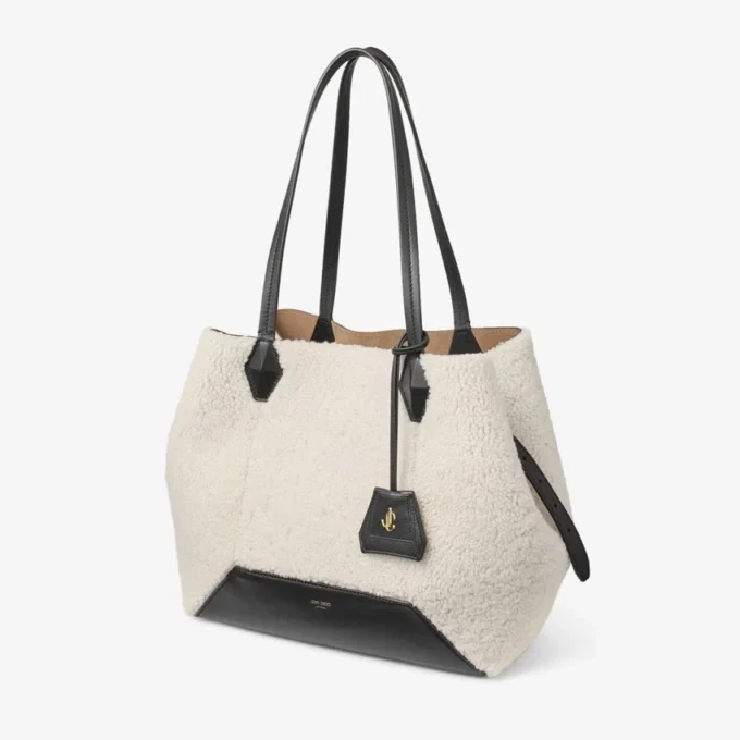 Diamond Tote Medium Natural Shearling Tote Bag