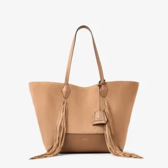 Diamond Tote Medium Toffee Suede Tote Bag with Fringes