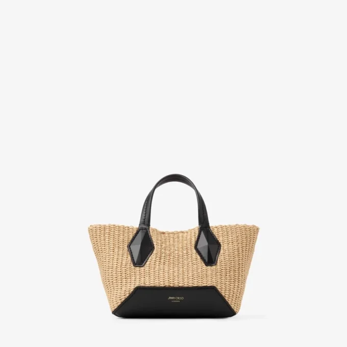 Diamond Tote Mini Natutal Raffia Tote Bag